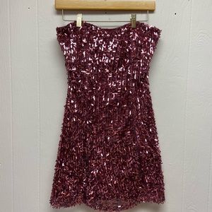 Pink sparkly sequins party dress